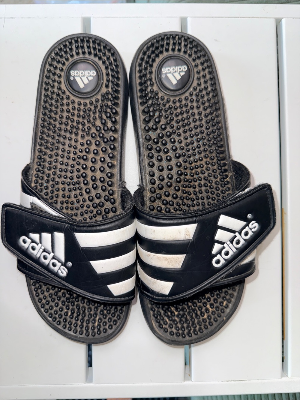 adidas Black Felt Slide Sandals
